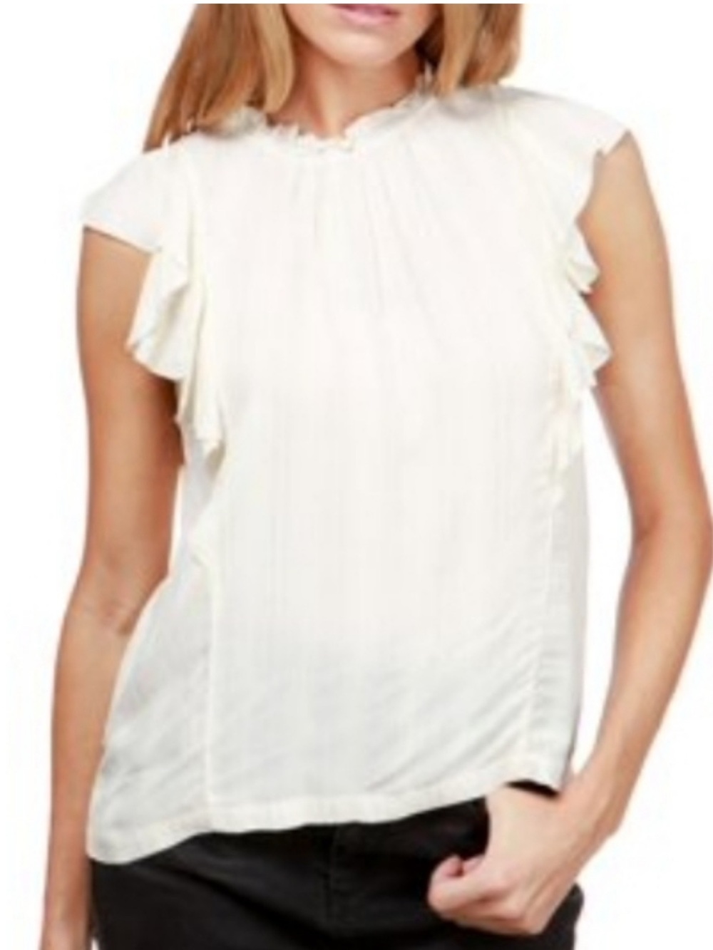 Lucky Brand Cream Ruffle Sleeve Blouse - Needs Repair